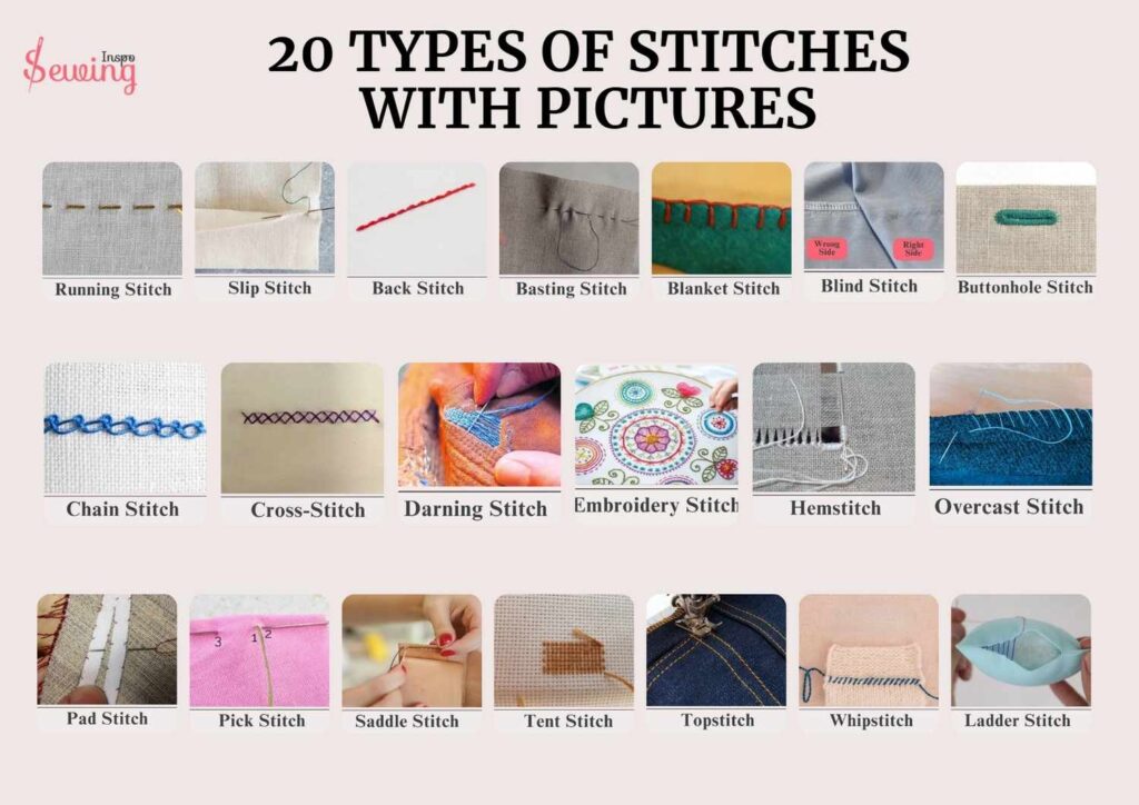 20 types of stitches with pictures