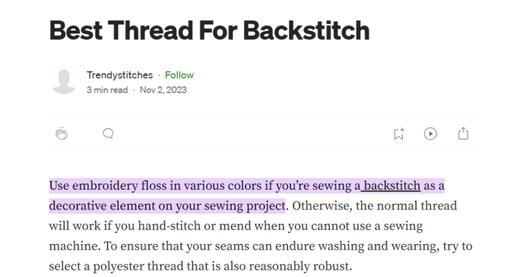 Best thread for back stitch