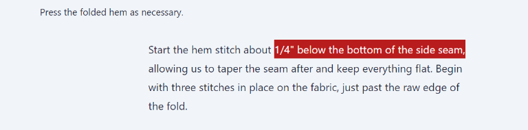 Start your hemstitch about 14 inch under the edge of the hem