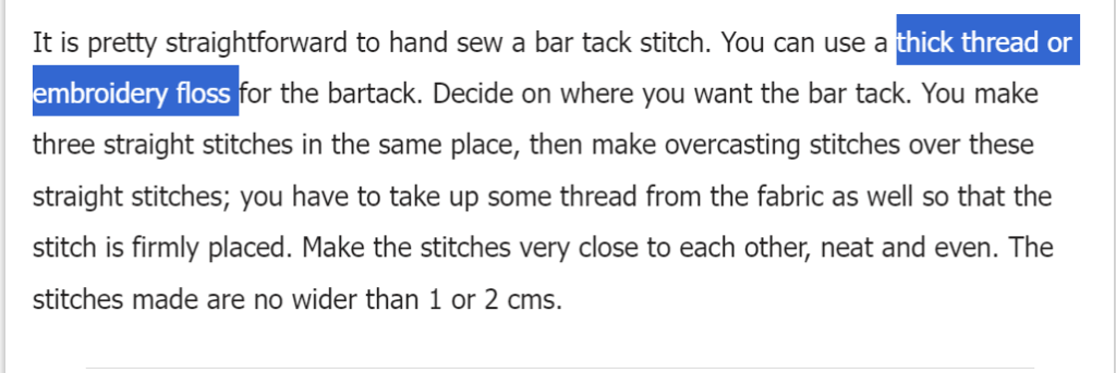 BAR TACK STITCH