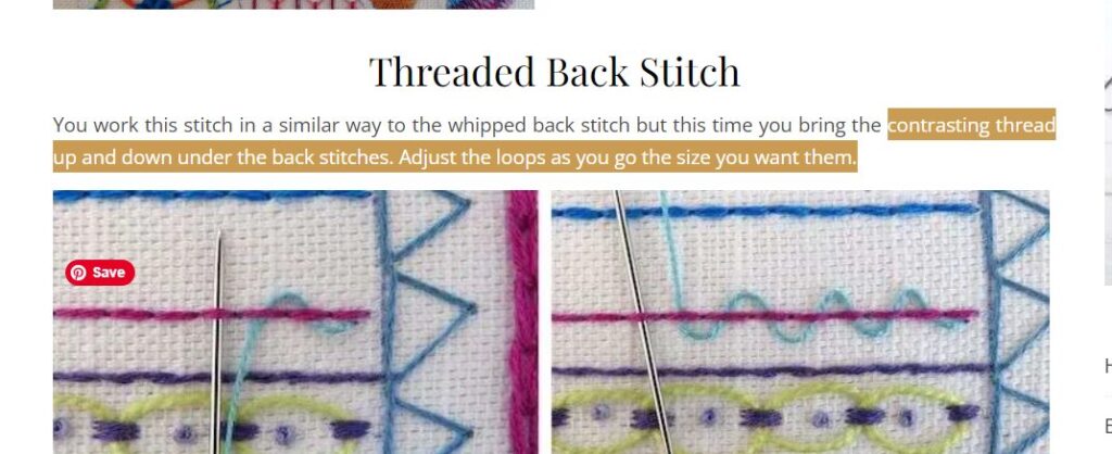 thread of back stitch