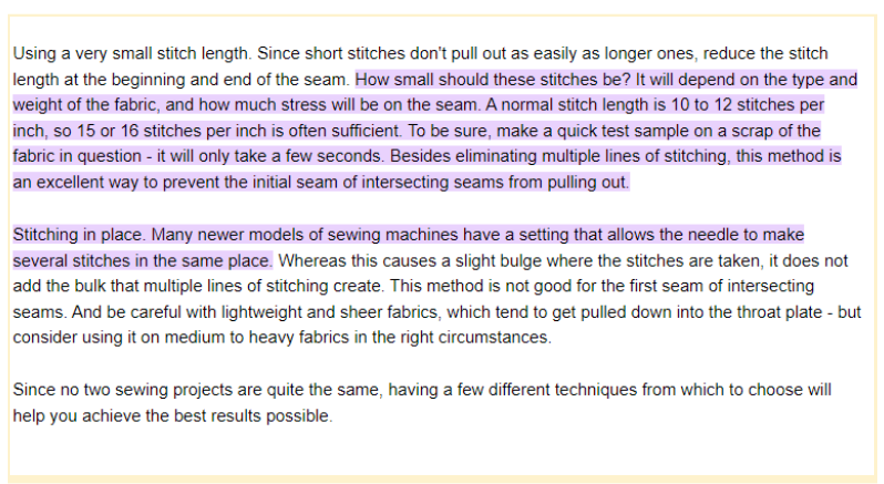 Choosing the best way to secure first and last stitches