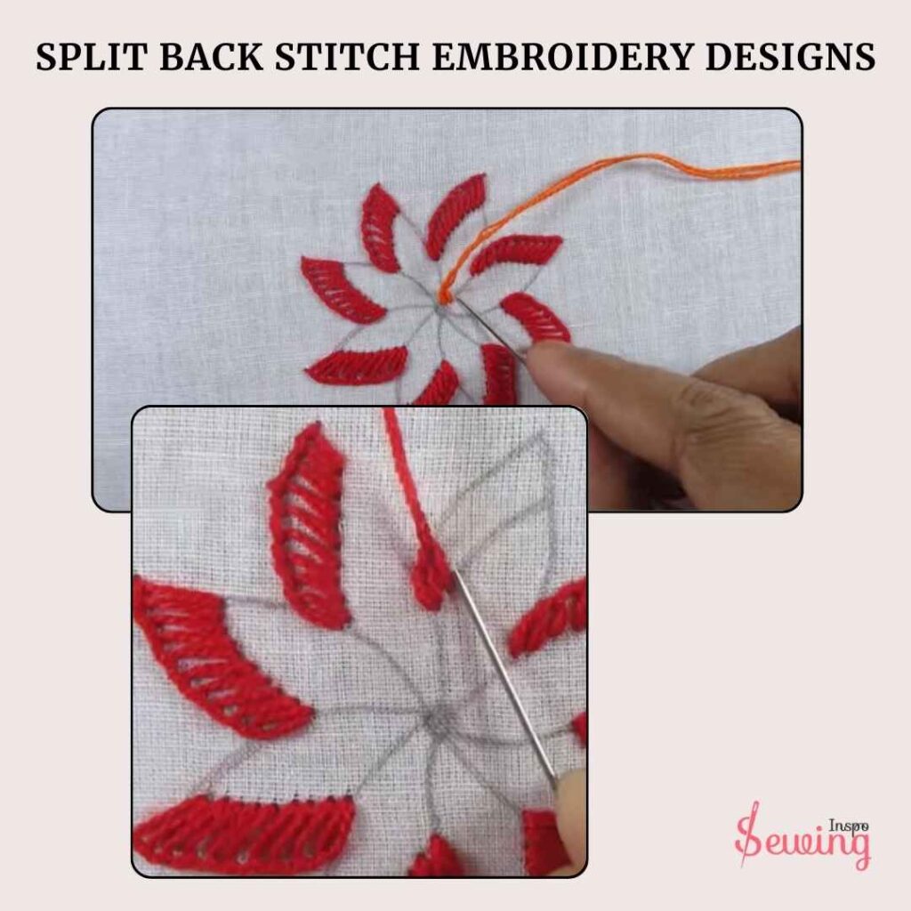 split back stitch embroidery