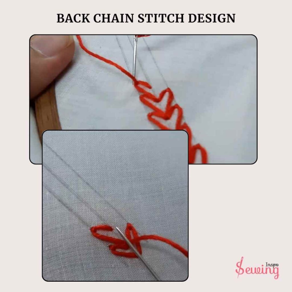 Simple back chain stitch design images