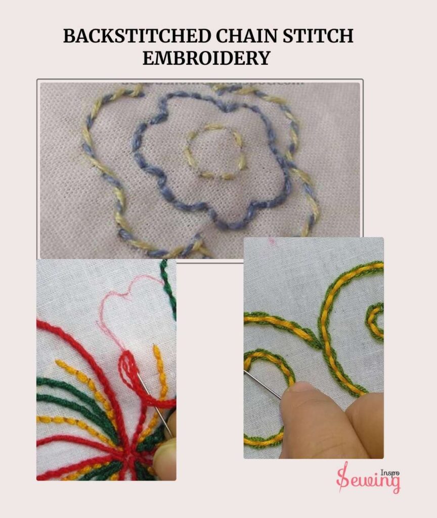 Back stitch chain stitch embroidery patterns