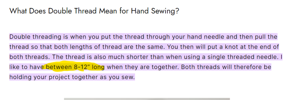 Take an 8-12” long thread and needle it.