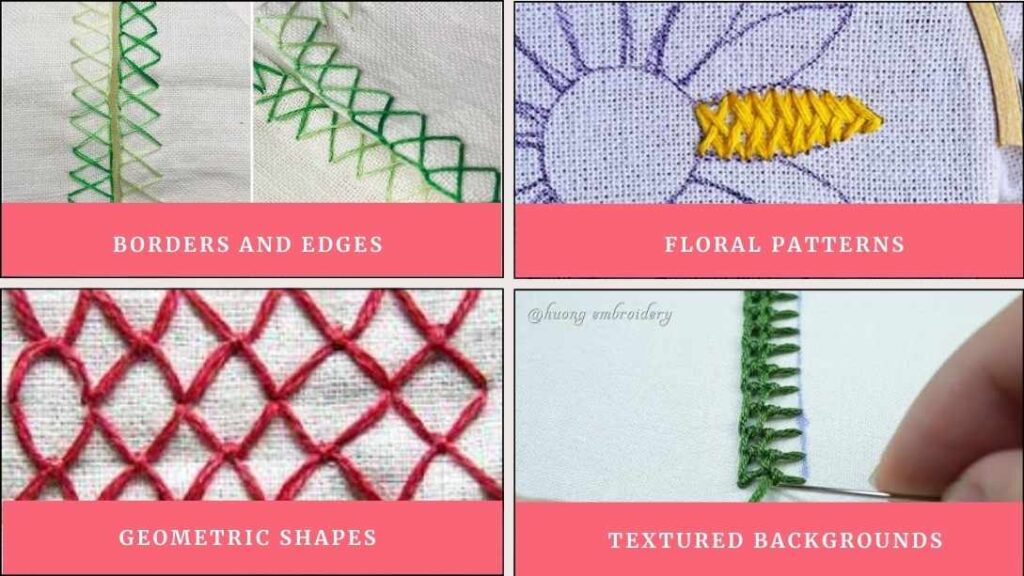 Crossed Buttonhole Stitch Embroidery Designs