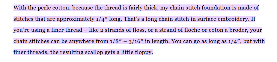 stitches can be shorter, around 18 to 316 in length