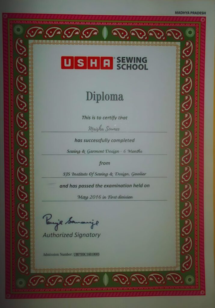 My Sewing Certificate