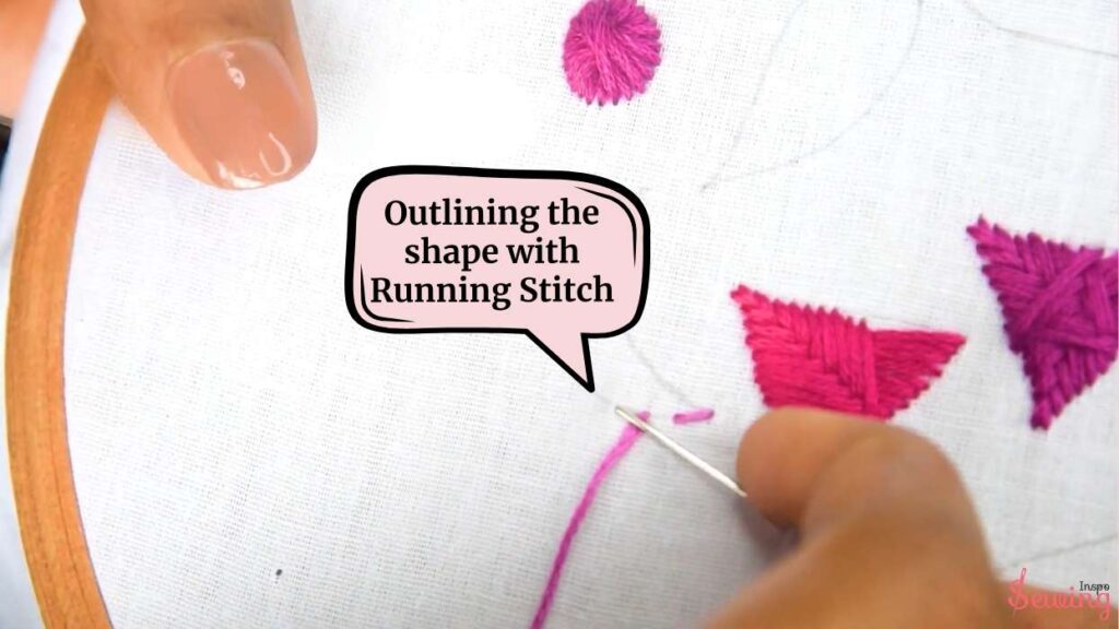 Outlining the shape with Running Stitch