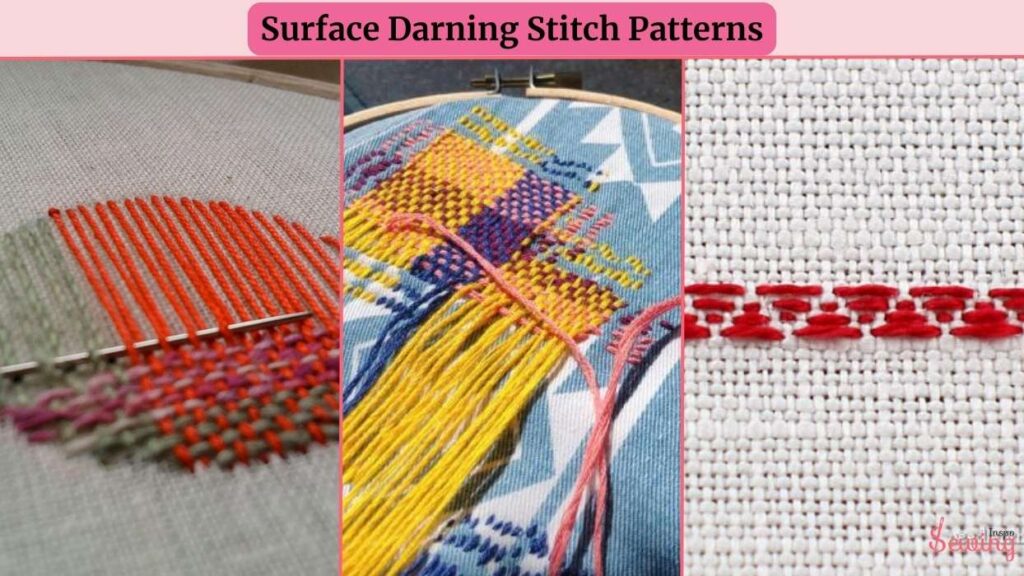 Surface darning stitch patterns