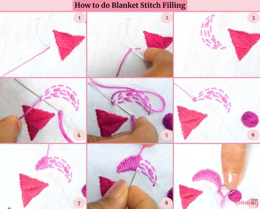 how to do blanket stitch filling