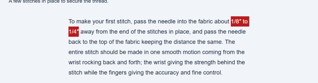 running stitch gap