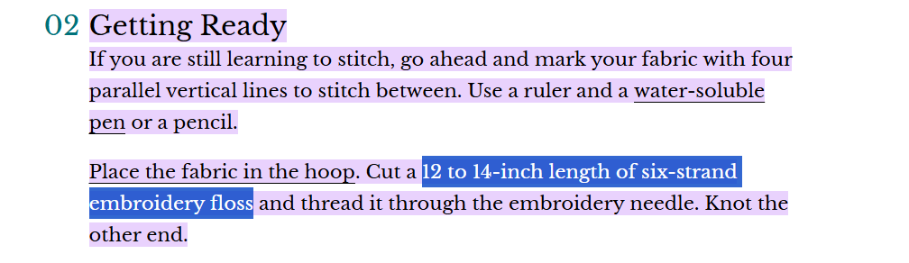 12 to ​14-inch lengths of 6-strand embroidery floss