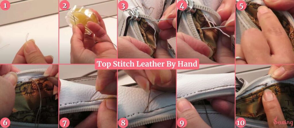 Top Stitch Leather By Hand