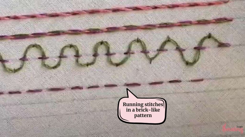 running stitches in a brick-like pattern