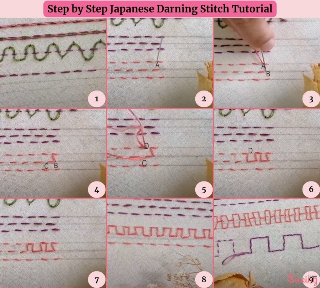 Japanese darning stitch