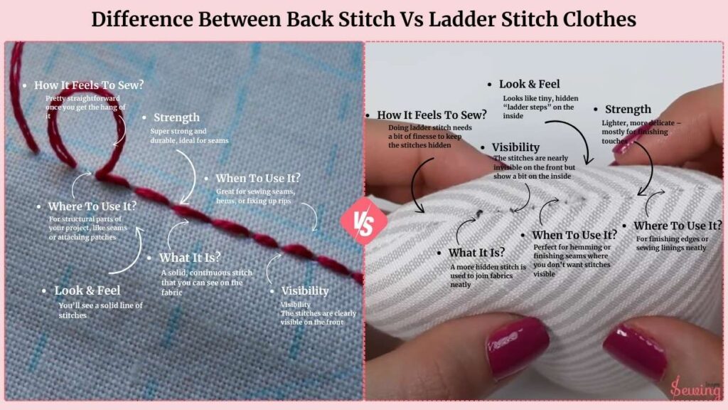 Difference Between Back Stitch Vs Ladder Stitch Clothes