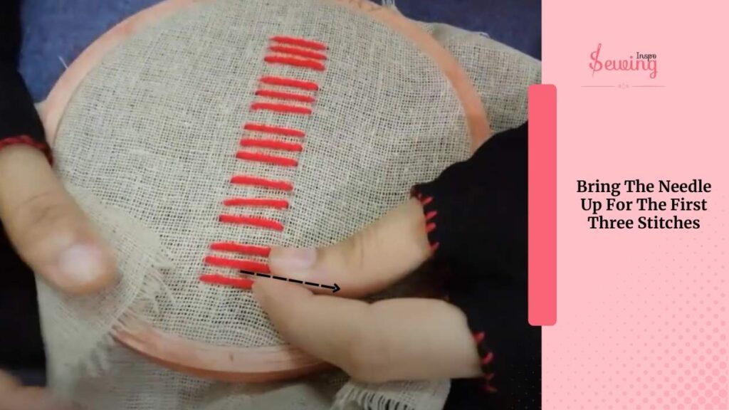 Bring The Needle Up For The First Three Stitches.