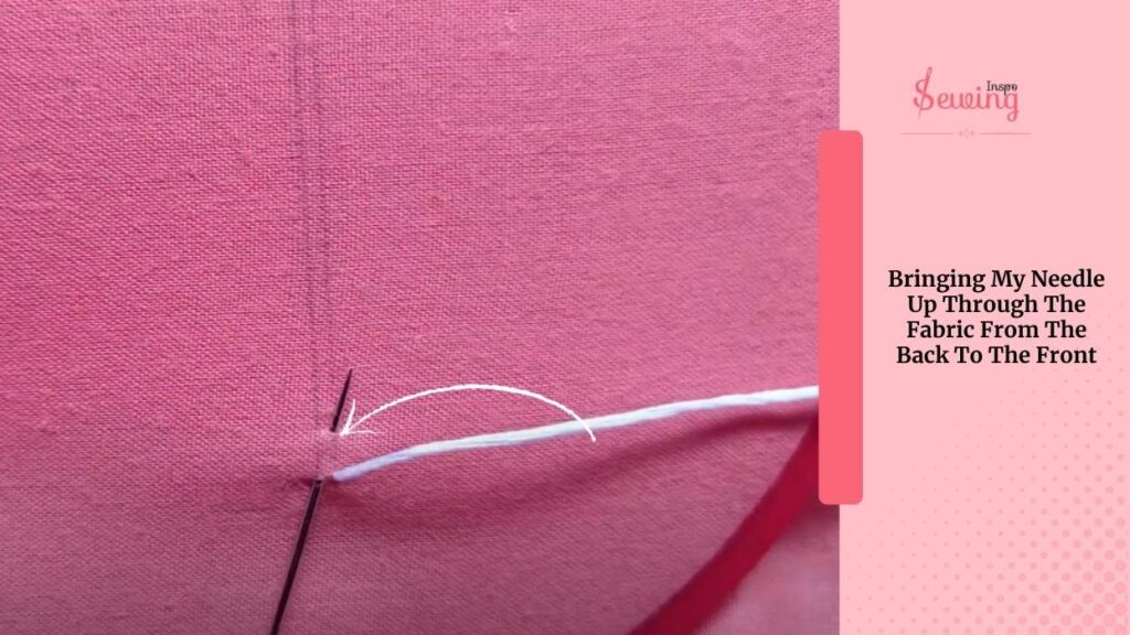 Bringing My Needle Up Through The Fabric From The Back To The Front