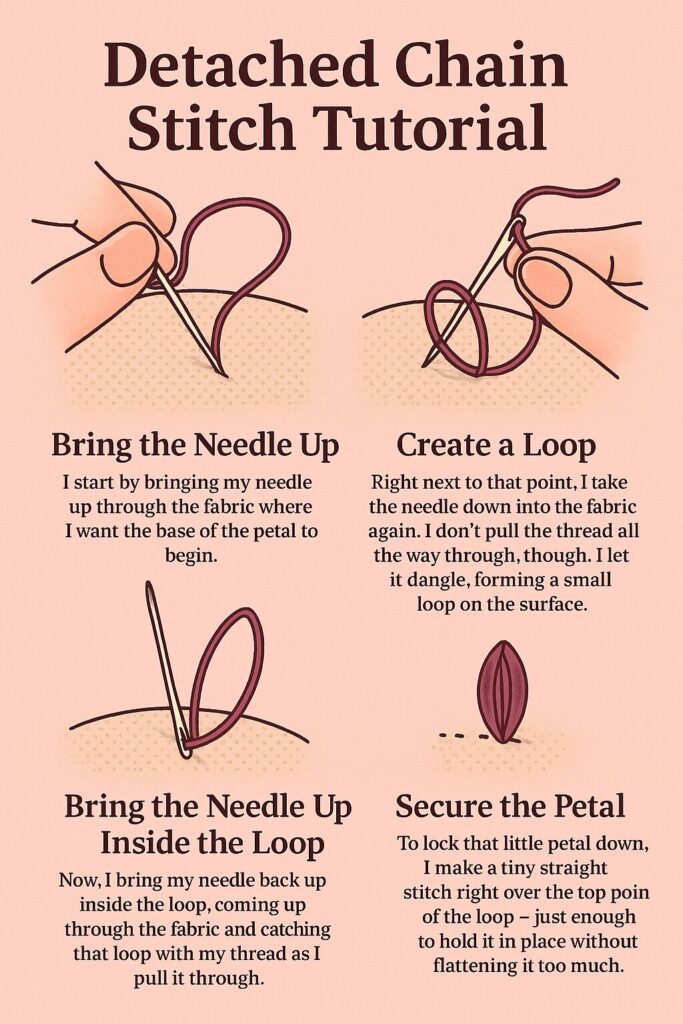 Detached Chain Stitch Diagram