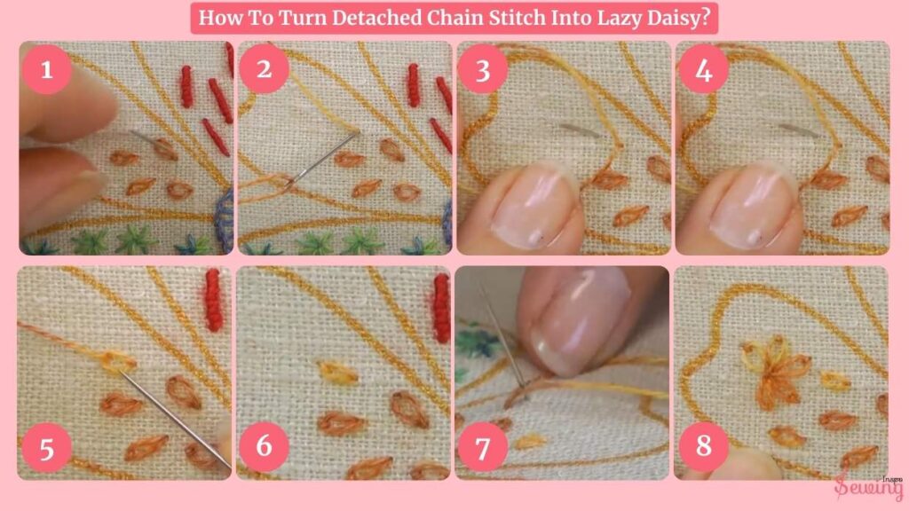 How To Turn Detached Chain Stitch Into Lazy Daisy