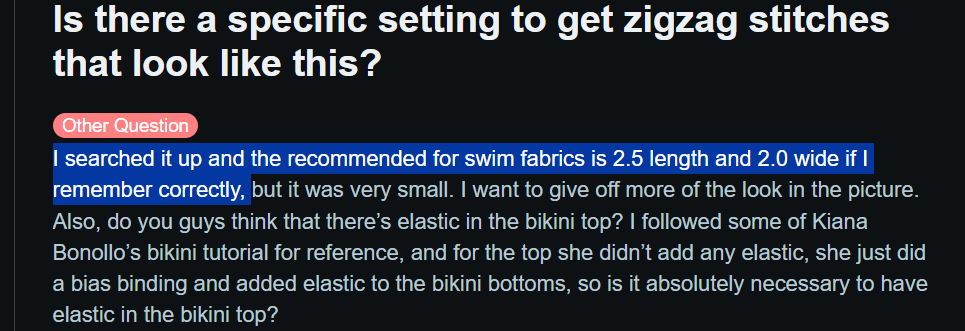 Is there a specific setting to get zigzag stitches that look like this