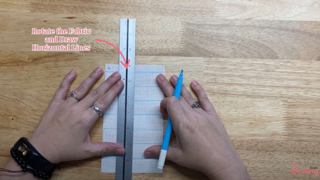 Rotate the Fabric and Draw Horizontal Lines