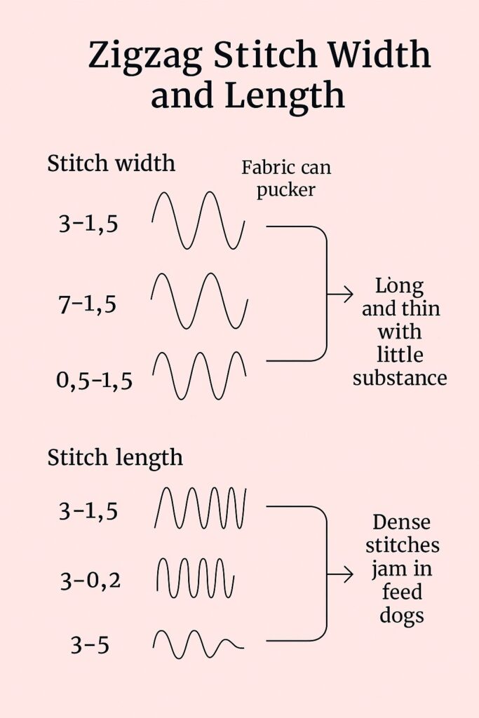 Zigzag stitch width and length