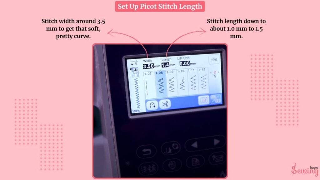 Set Up Picot Stitch Length