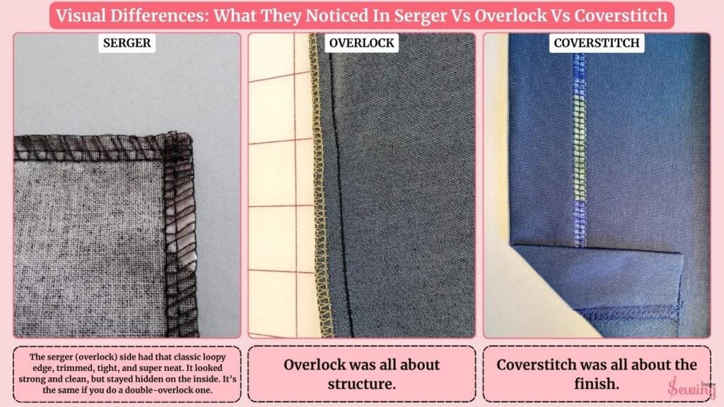 Visual Differences: What They Noticed In Serger Vs Overlock Vs Coverstitch