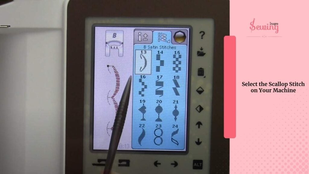 Select the Scallop Stitch on Your Machine