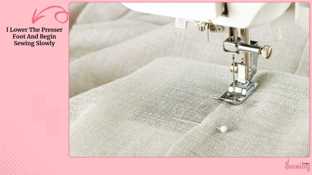 I Lower The Presser Foot And Begin Sewing Slowly