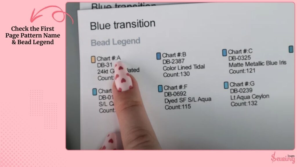 Check the First Page Pattern Name & Bead Legend