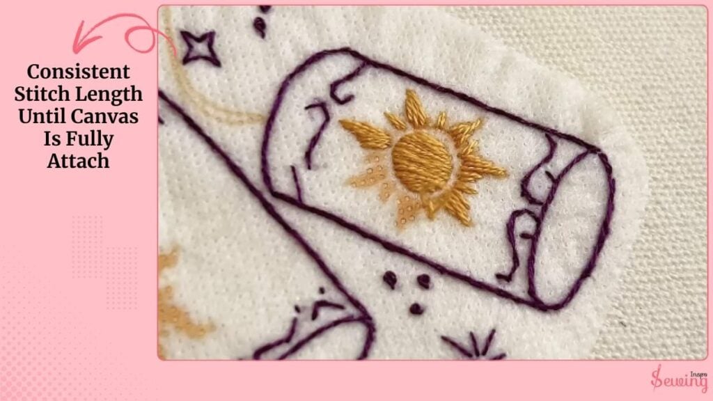 Consistent Stitch Length Until Canvas Is Fully Attach