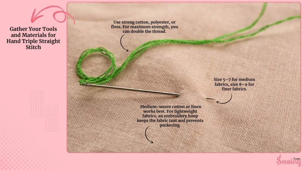 Hand Triple Straight Stitch Tools and Materials For 