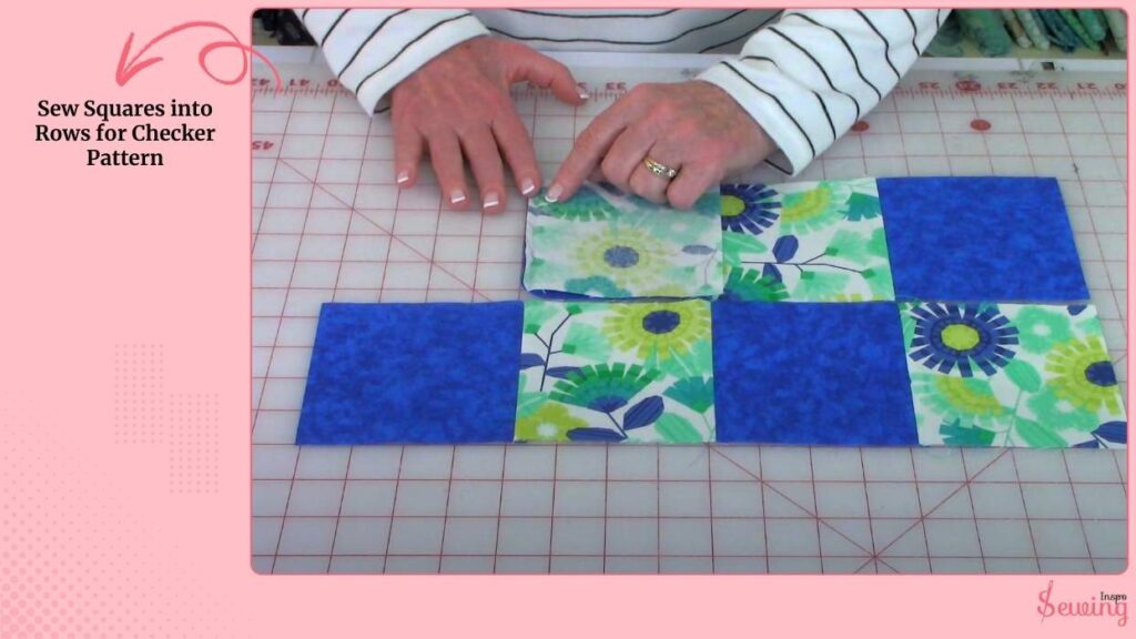Sew Squares Into Rows For Checker Pattern