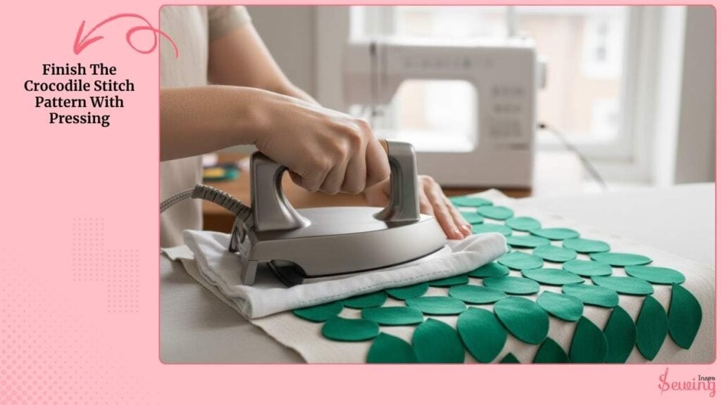 Finish The Crocodile Stitch Pattern With Pressing