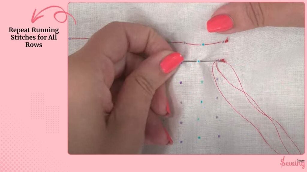 Repeat Running Stitches for All Rows