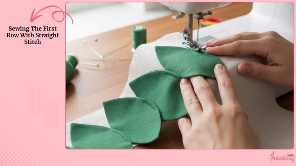 Sewing The First Row With Straight Stitch