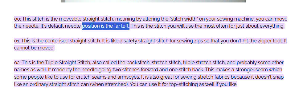 Stitch Symbol Categories