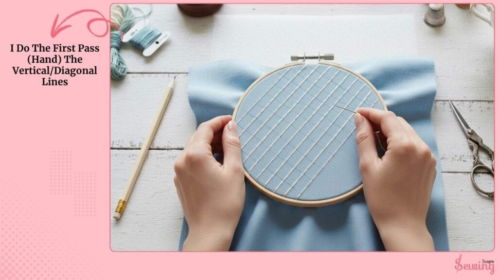 I Do The First Pass (Hand) The Vertical/Diagonal Lines