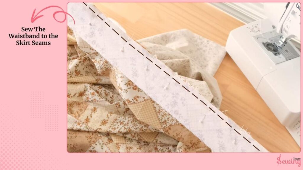 Sew The Waistband To The Skirt Seams